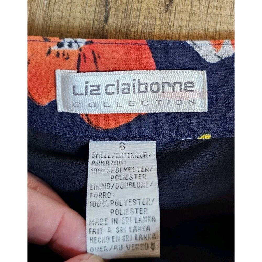 Liz Claiborne Collection Vibrant Floral A-Line Skirt Women’s 8 Vintage Midi - Picture 5 of 10